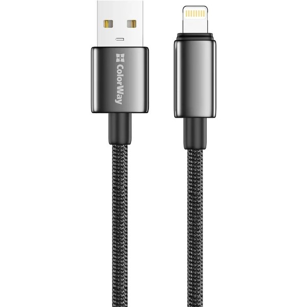 Фото - Кабель Colorway USB - Apple Lightning (zinc alloy braided) 3А 1м Black (CW-CBUL098-BK)